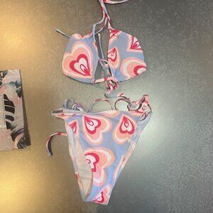 BIKINI SHEIN HEARTS 2 PIECE STRING BATHING SUIT NEW W BAG